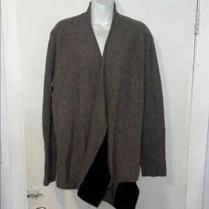 EILEEN FISHER Brown and Black Yak and Merino Wool Blend Wrap Cardigan-L